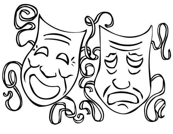 Comedy And Tragedy Masks Drawing | Free download on ClipArtMag