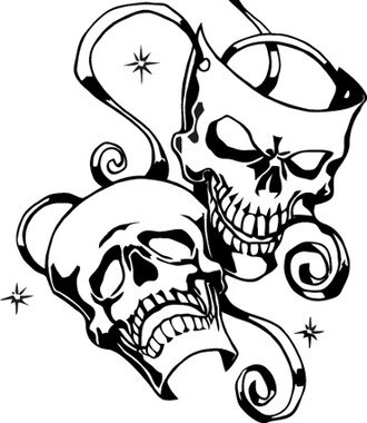 330x380 Cartoon Drama Mask Tattoos Ideas And Designs