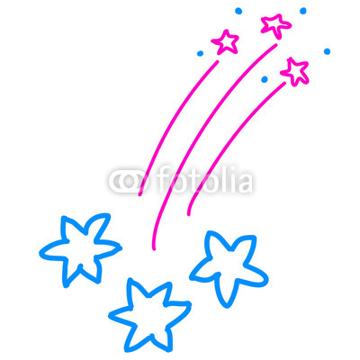 400x400 Hand Drawn Stars As Kids Drawing Colorful Comet, Fireworks