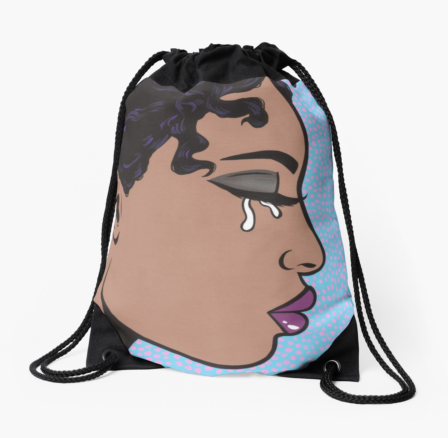 1435x1404 Crying Comic Girl Drawstring Bags