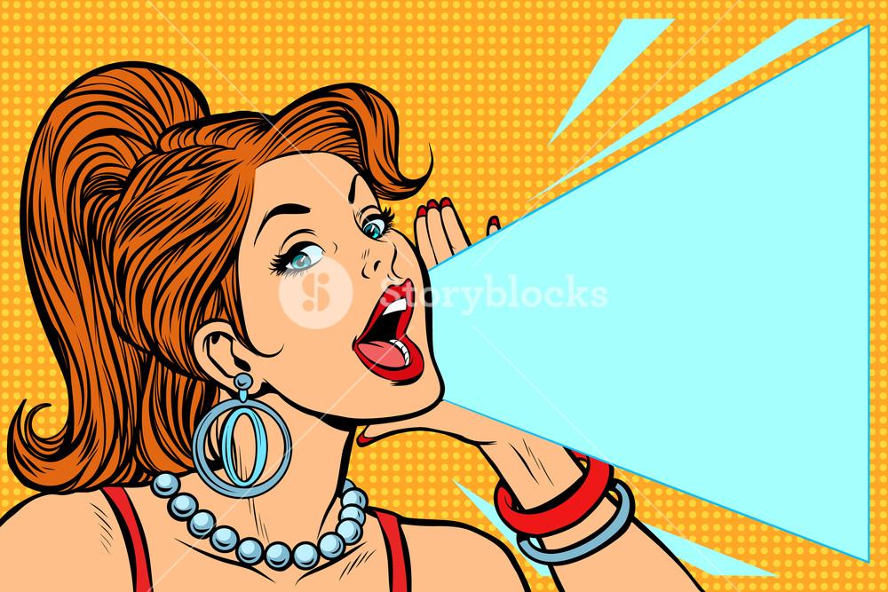 1000x667 Woman Announcing Discount Lady Shouts Protests Pop Art Retro