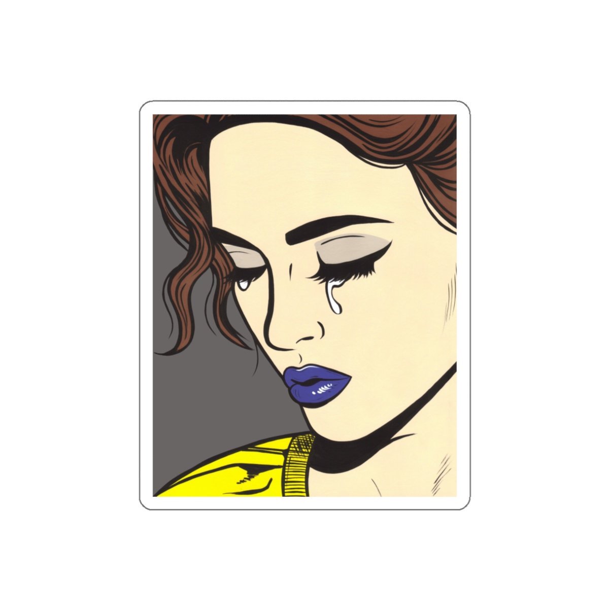 1200x1200 Brunette Crying Comic Girl Vinyl Sticker Etsy