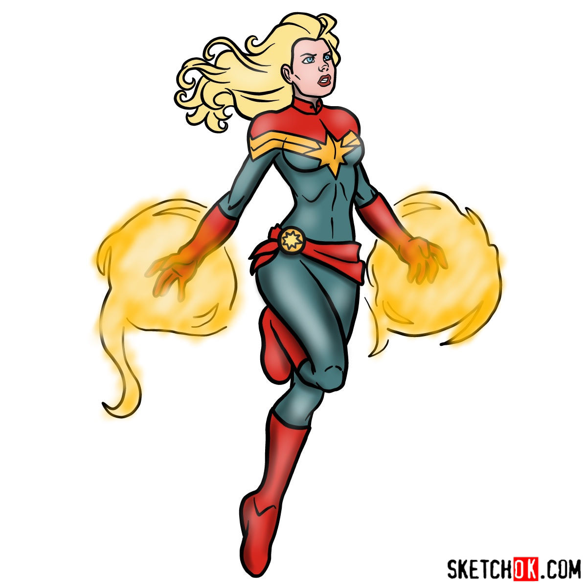 1200x1200 How To Draw Captain Marvel