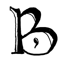 300x250 letter b with a comma inside its lower part