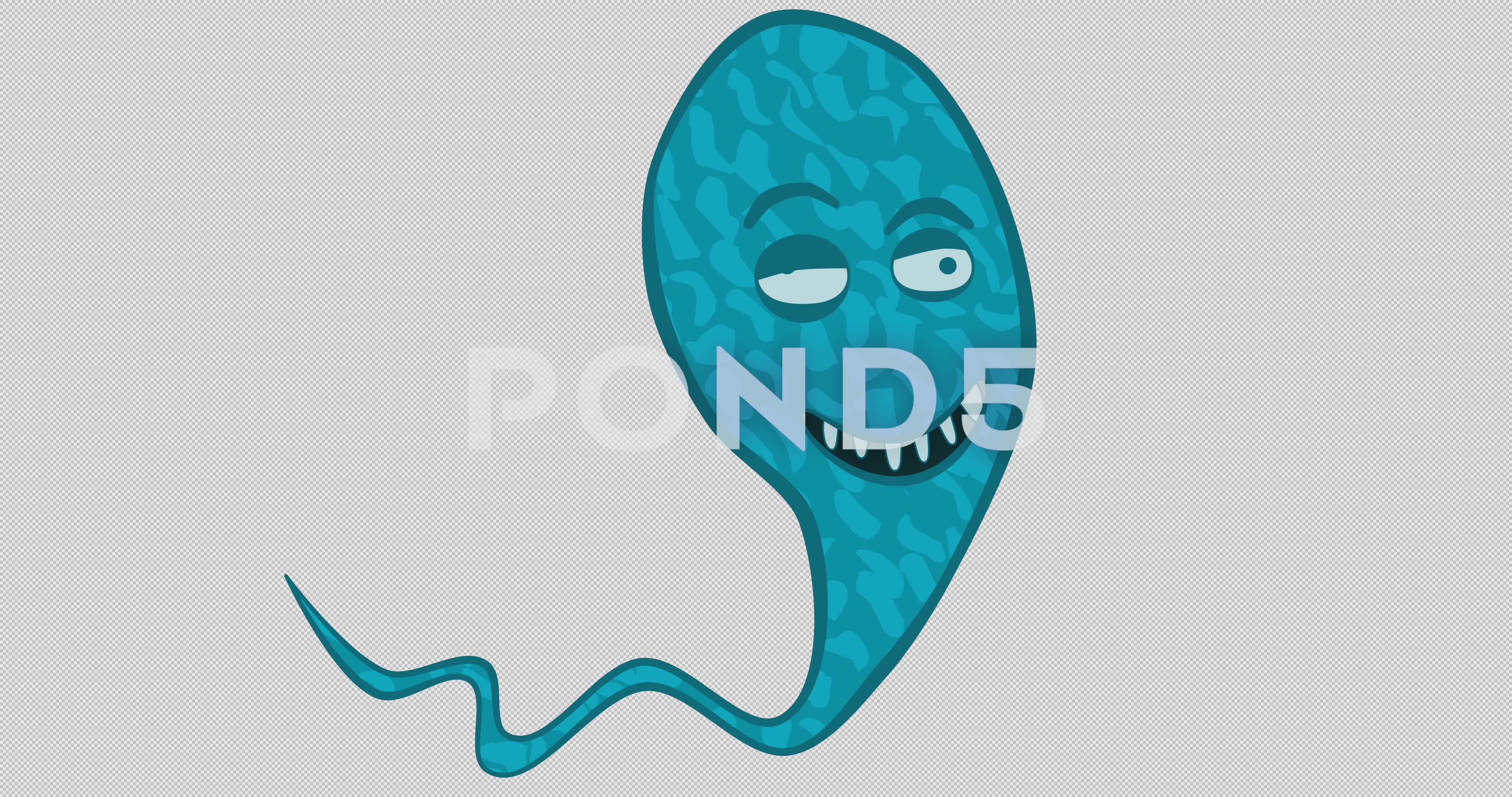 4096x2160 blue vibrio comma shaped bacteria cartoon looped clip