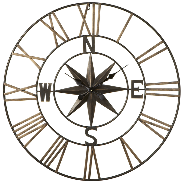 600x600 Iron Compass Star Roman Numeral Wall Clock Touchgoods Southold, Ny