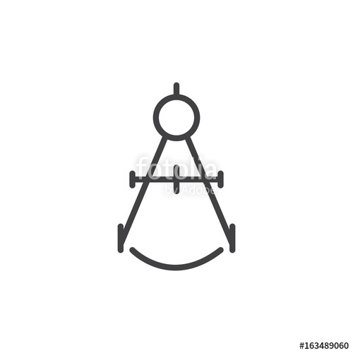 500x500 Compass Drawing Tool Line Icon, Outline Vector Sign, Linear Style