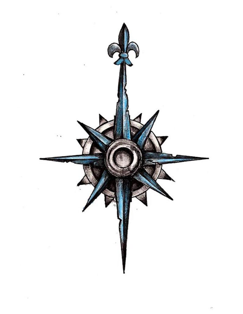 794x1028 Blue Compass Tattoo Design Etsy