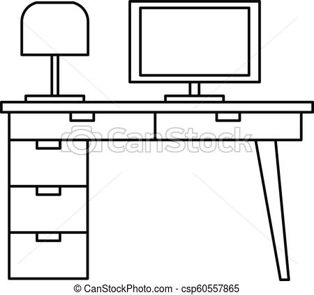 450x424 Computer Table Icon, Outline Style Computer Table Icon Outline