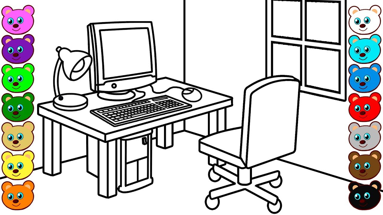 1280x720 Coloring Sheets Desktop Coloring Pages How To Draw Computer