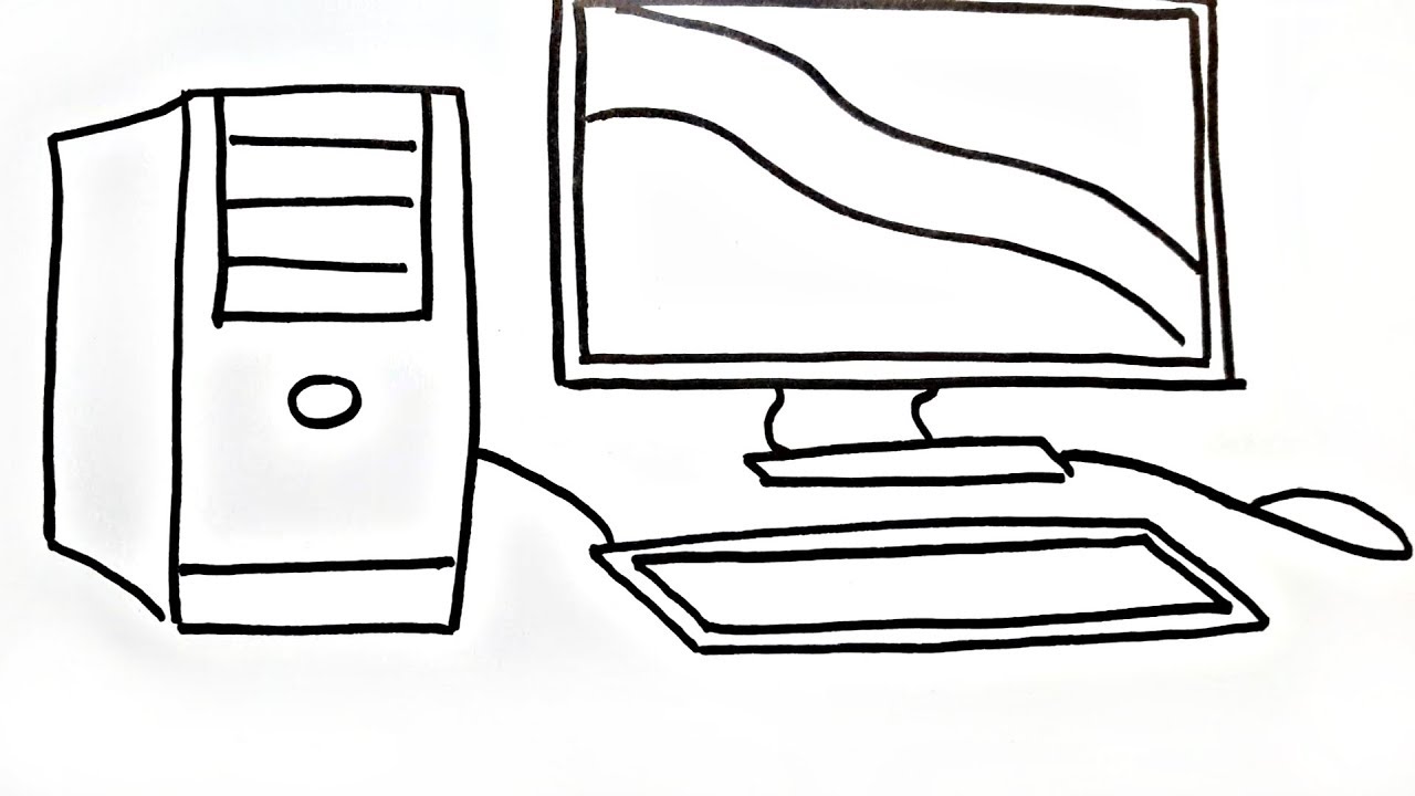 1280x720 Desktop,keyboard And Mouse Coloring Pages How To Draw Computer