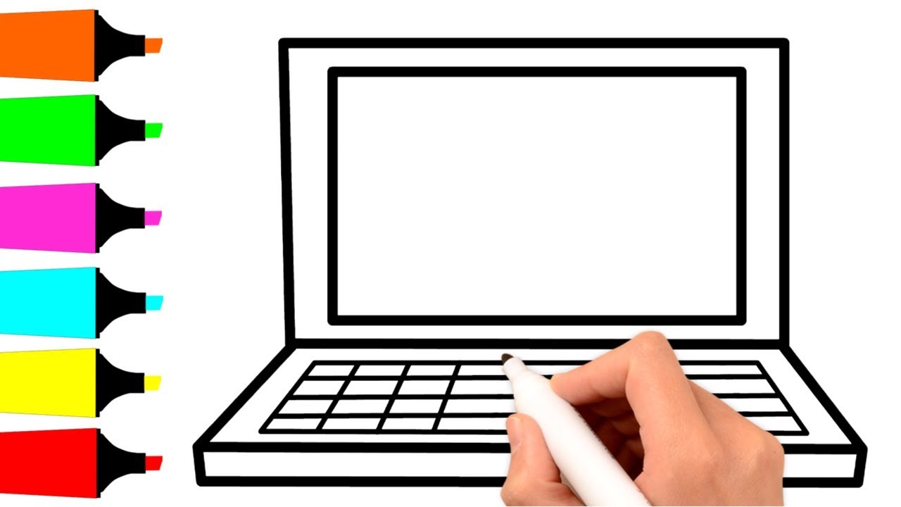 1280x720 laptop drawing and coloring for kids how to draw laptop