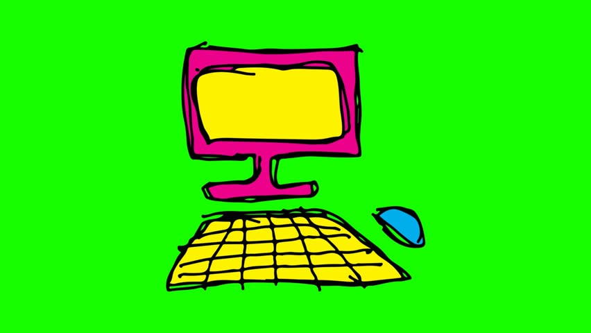 852x480 Kids Drawing Green Screen With Theme Of Computer