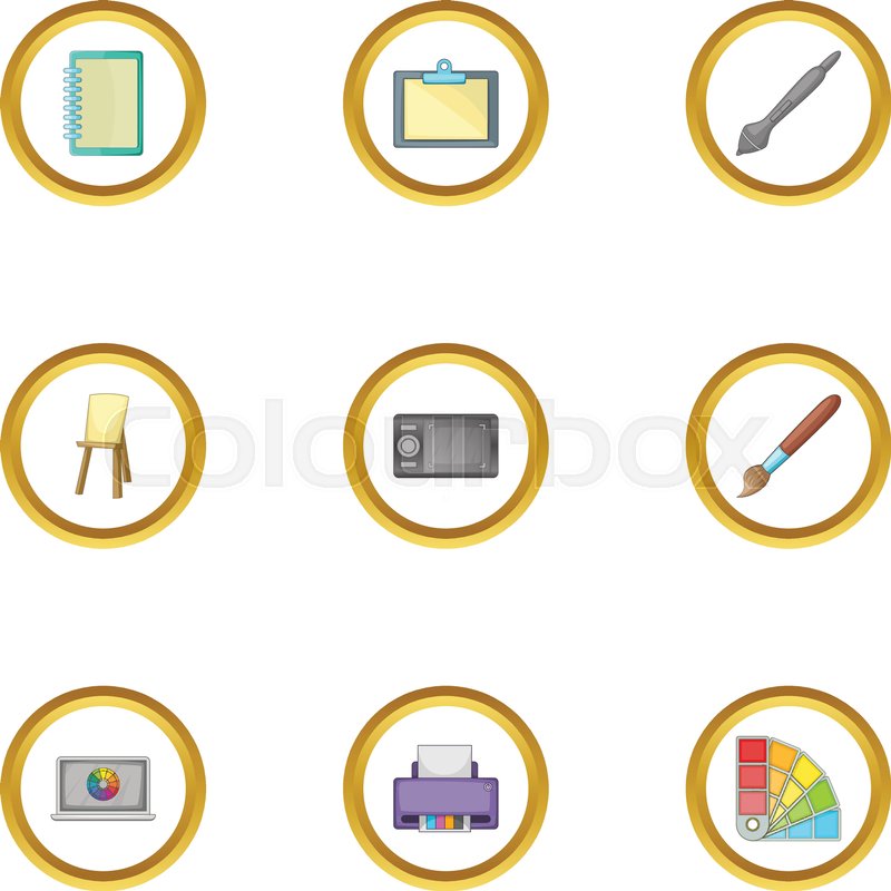 800x800 Computer Drawing Tool Icons Set Stock Vector Colourbox