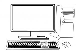 302x210 How To Draw A Computer, Tower, Keyboard, Screen, Mouse, Step