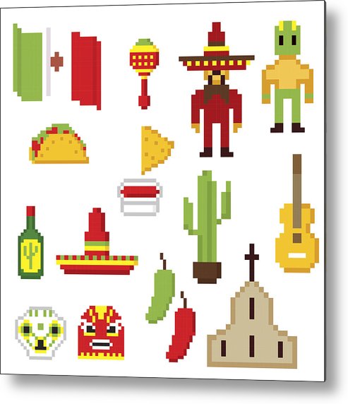 493x572 Mexico Culture Symbols Icons Set Pixel Art Old School Computer