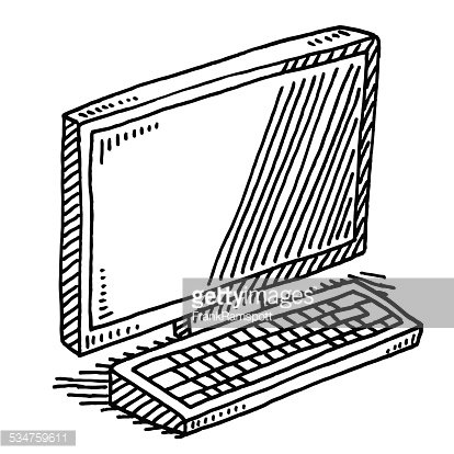 414x414 computer terminal monitor keyboard drawing premium clipart