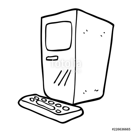 500x500 Line Drawing Cartoon Computer And Keyboard Stock Image