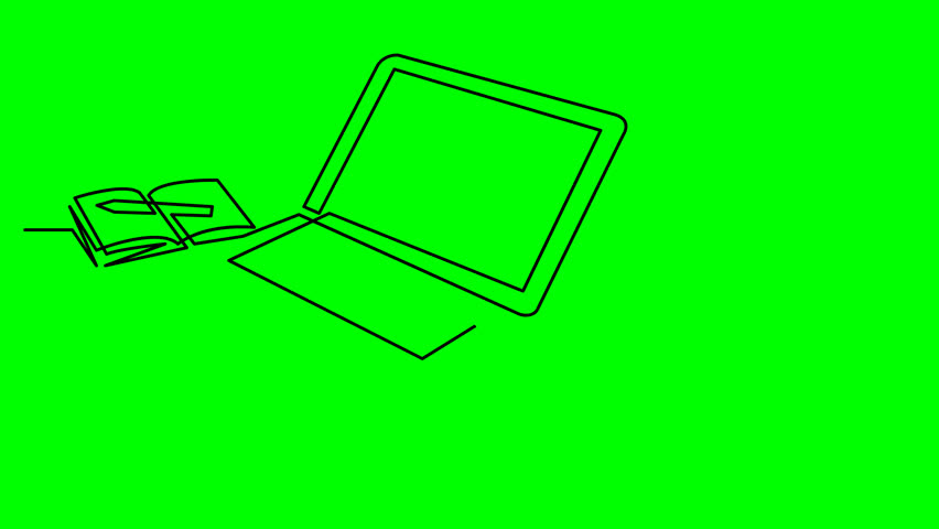 852x480 Continuous Line Drawing Of Laptop Stock Footage Video