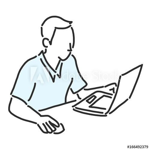 500x500 Man With Working On A Laptop Computer, Checking Email