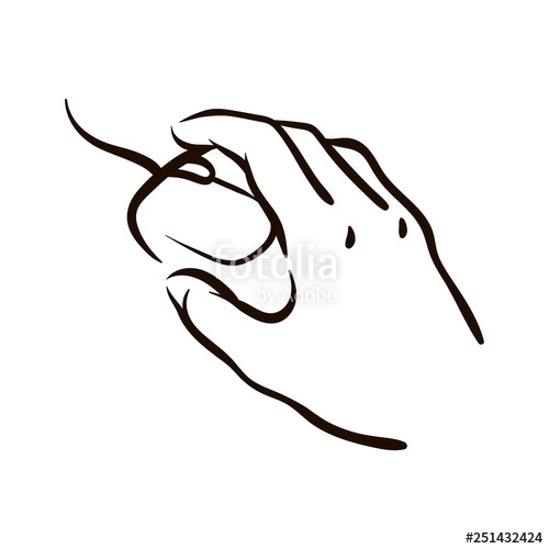 500x500 Vector Hand Drawn Hand With Computer Mouse Sketch Illustration