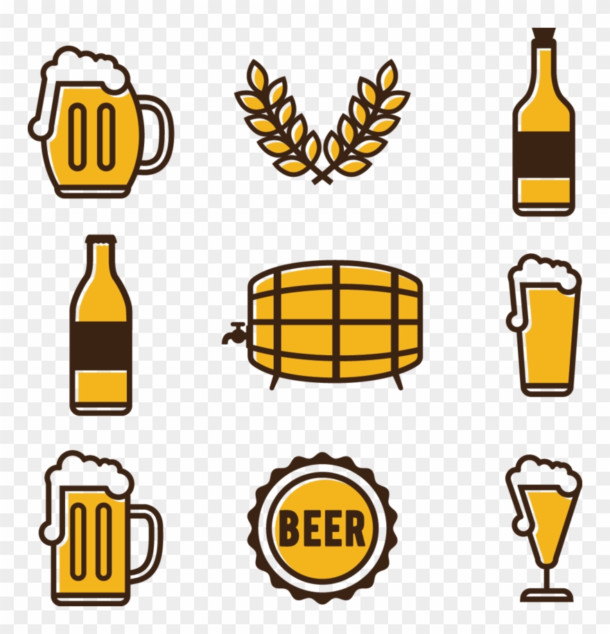 880x914 Computer Hand Drawn Cartoon Beer Vector Drawing