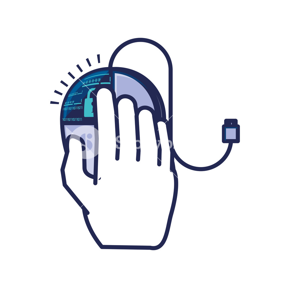 1000x1000 Hand With Mouse Device Computer Vector Illustration Design Royalty