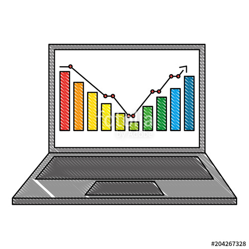 500x500 statistic bar graph business screen computer vector illustration