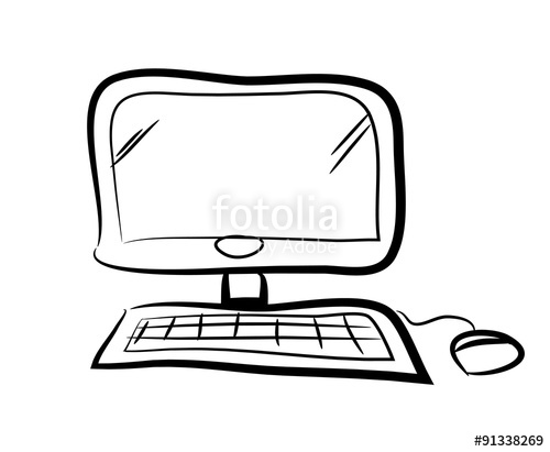 500x411 computer doodle, a hand drawn vector doodle illustration