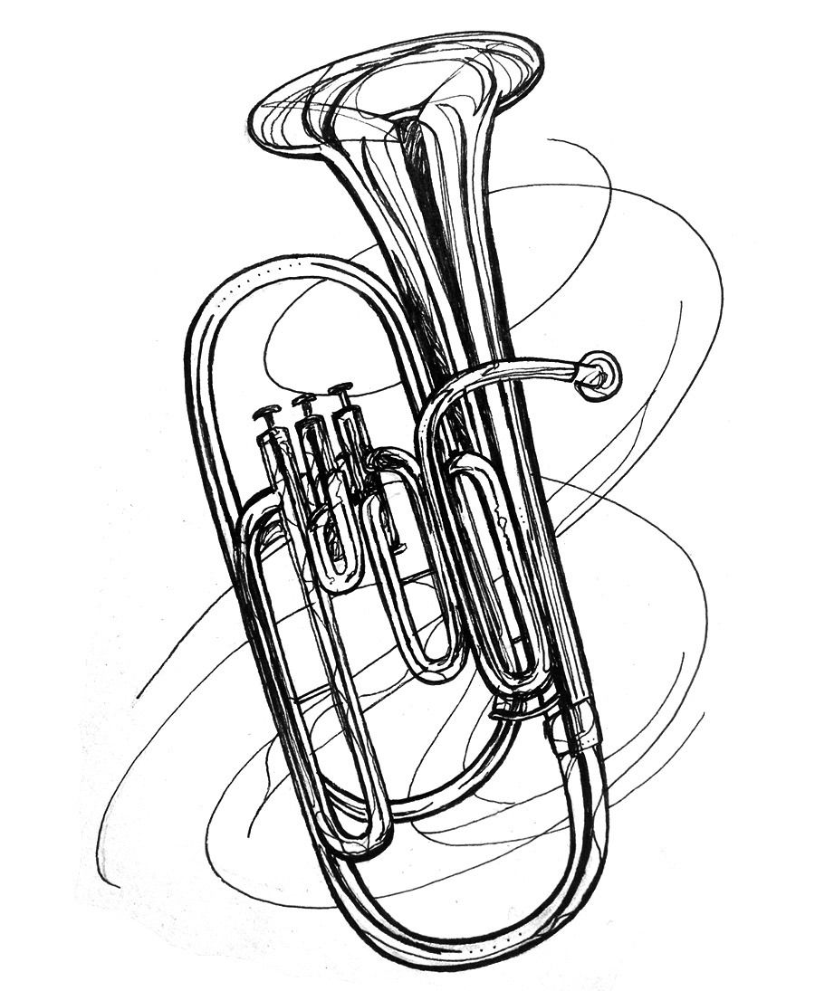 900x1095 Daily Drawing, Week More Brass Concert Baritone Band