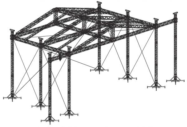 600x409 aluminum roof truss desin with six towers for concert and outdoor