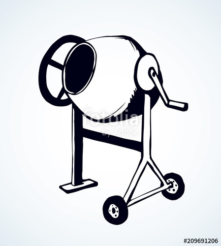 449x500 Concrete Mixer Vector Drawing Stock Image And Royalty Free