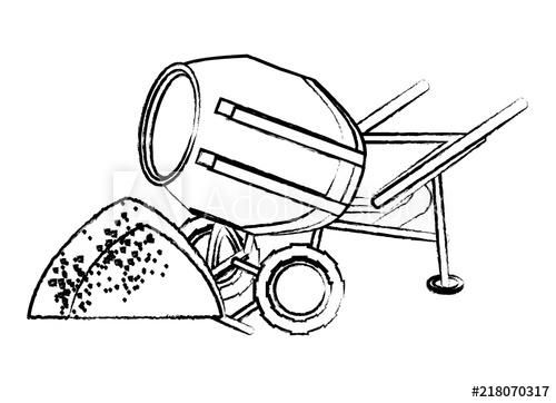 500x362 Concrete Mixer Icon Over White Background, Vector Illustration