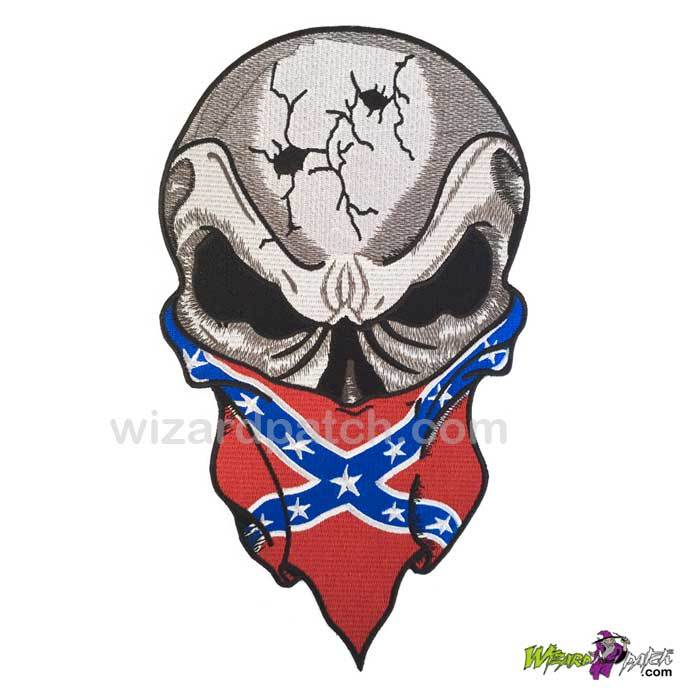 700x700 rebel confederate outlaw skull red eyes bandana large back patch