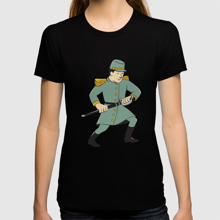 700x700 Confederate Army Soldier Drawing Sword Cartoon T Shirt