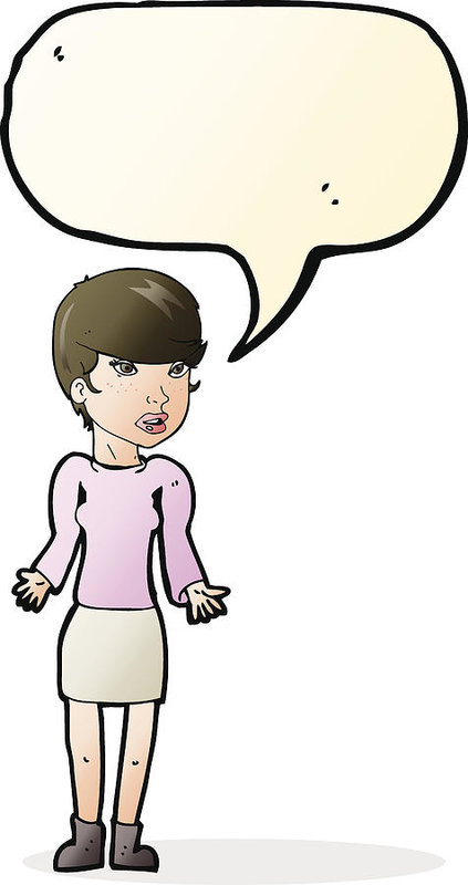 423x800 Cartoon Confused Woman With Speech Bubble Art Print
