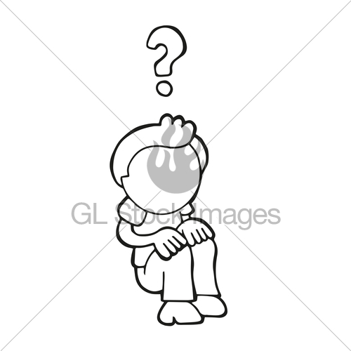 500x500 Vector Hand Drawn Cartoon Of Man Sitting And Confused Gl Stock