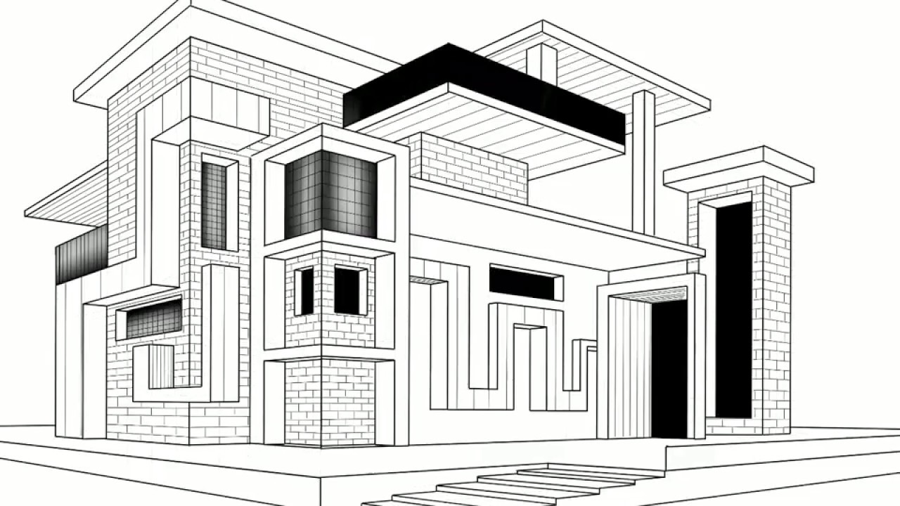 1280x720 Drawing Building Beautiful Building For Free Download
