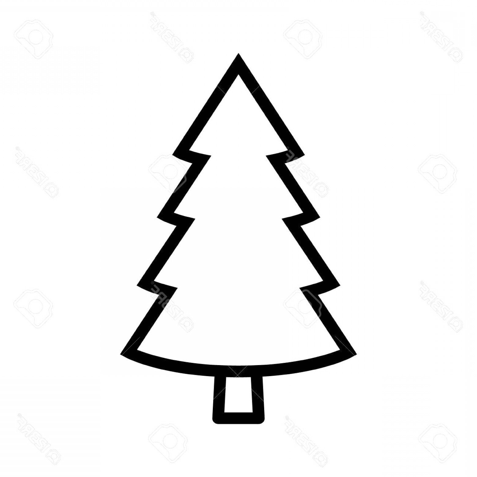 1560x1560 evergreen conifer pine tree flat stylized line art vector icon