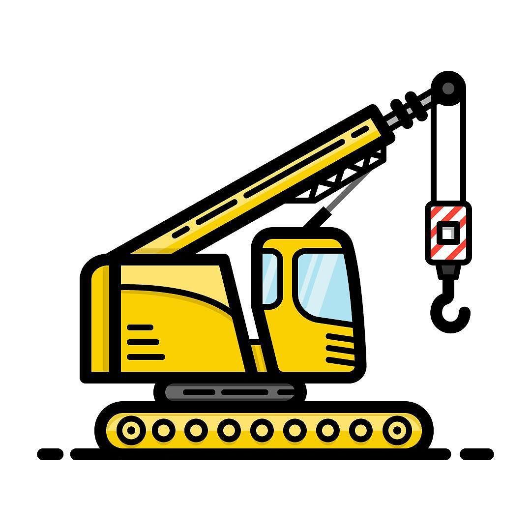 1080x1080 flat design crane drawing, crane construction