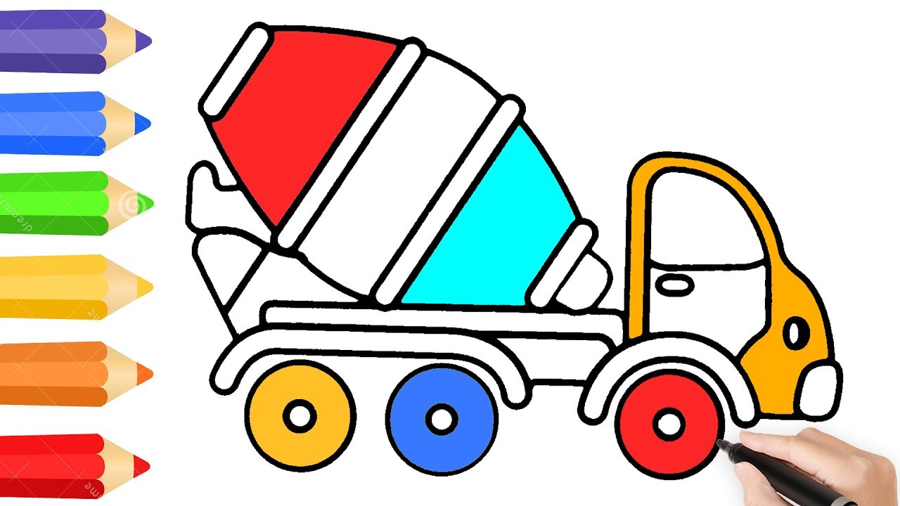 1280x720 How To Draw Construction Truck And Car Coloring Book Pages, Learn