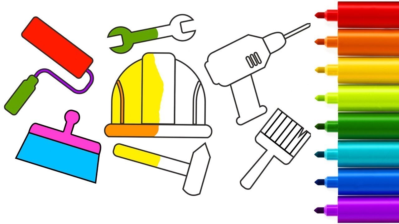 1280x720 How To Draw Tools Construction Equipment For Kids Drawing