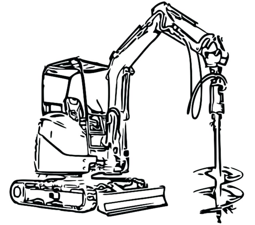 858x759 Excavator Drawing Free Download