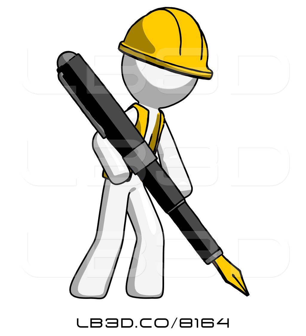 1024x1124 Illustration Of White Construction Worker Contractor Guy Drawing