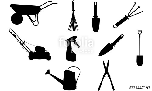 500x300 Gardentools Silhouette, Construction Tools Cricut Clipart