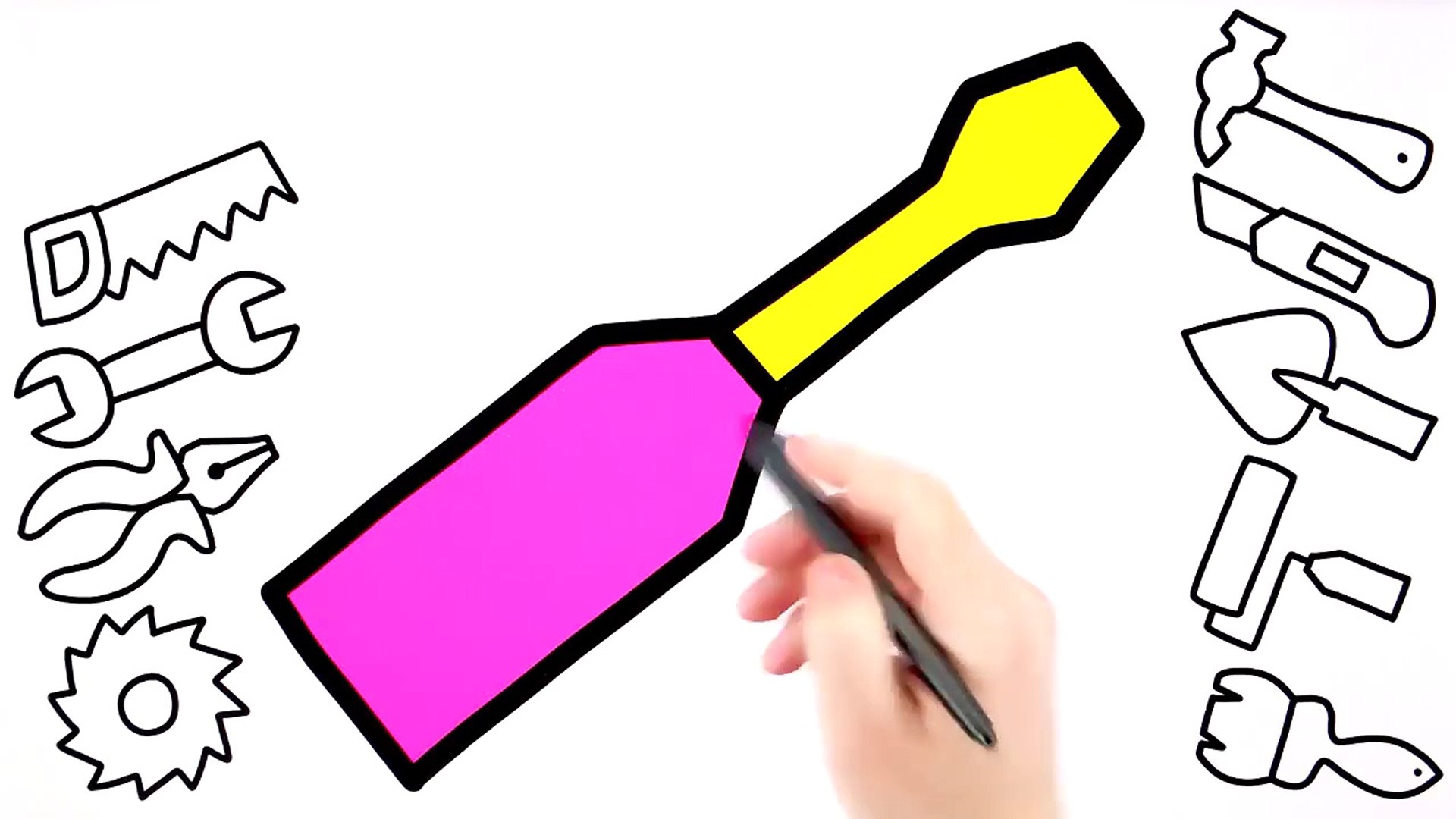 1920x1080 Coloring Construction Tools, Painting And Drawing For Kids