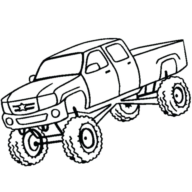 816x816 Truck Coloring Pages For Preschoolers Drawing Monster Truck