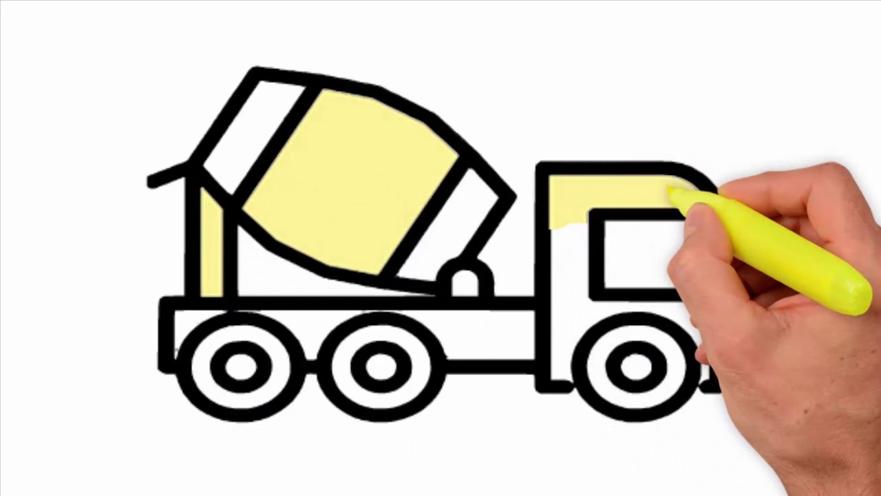 1280x720 Coloring Pages How To Draw Mixer Truck