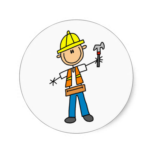 500x500 Construction Worker With Hammer Sticker Stick