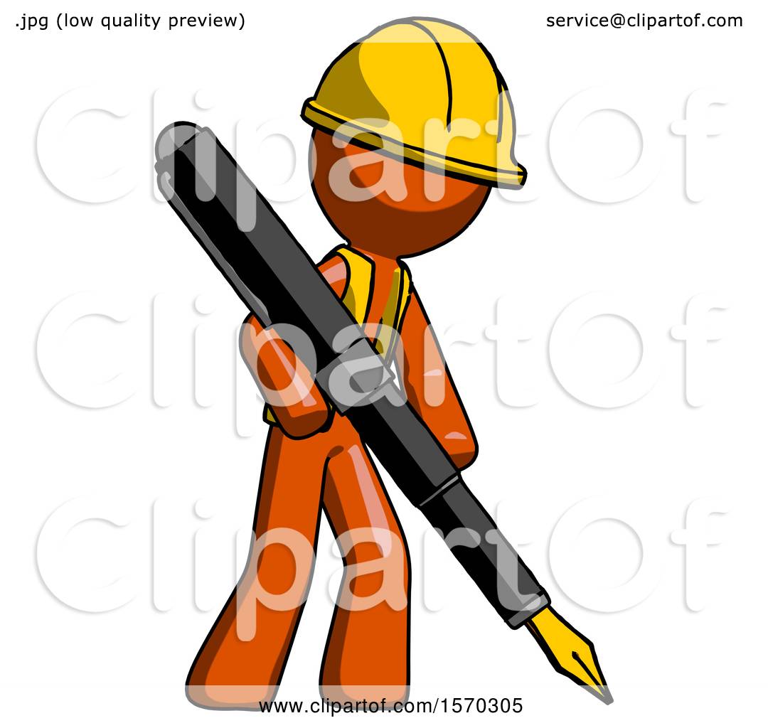 1080x1024 Orange Construction Worker Contractor Man Drawing Or Writing